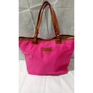 Dooney & Bourke NWT $168 Large Tote Magenta Nylon Leather Handbag Shoulder Purse